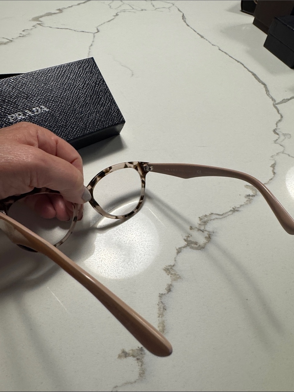 Prada Women’s Cat-Eye Tortoiseshell Glasses - nude pink/brown with case/box/wipe - Picture 8 of 10